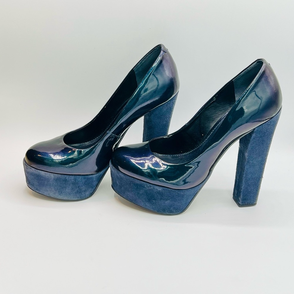 CARVELA Patent Leather/Suede 5”/2” Platform Heels In Navy 37/7 - Picture 8 of 8